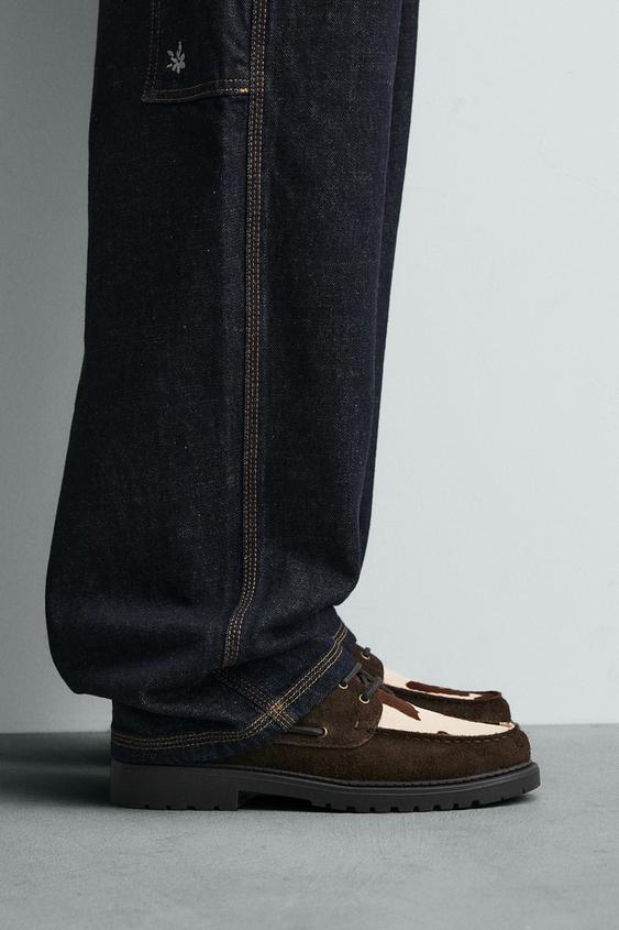 ANIMAL PRINT LEATHER BOAT SHOES