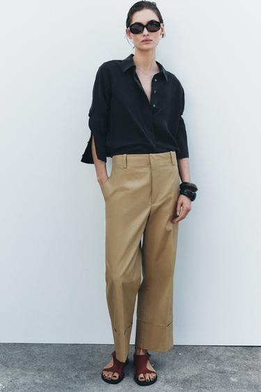 Zara CHINO PANTS ZW COLLECTION - Dark beige - Image 0