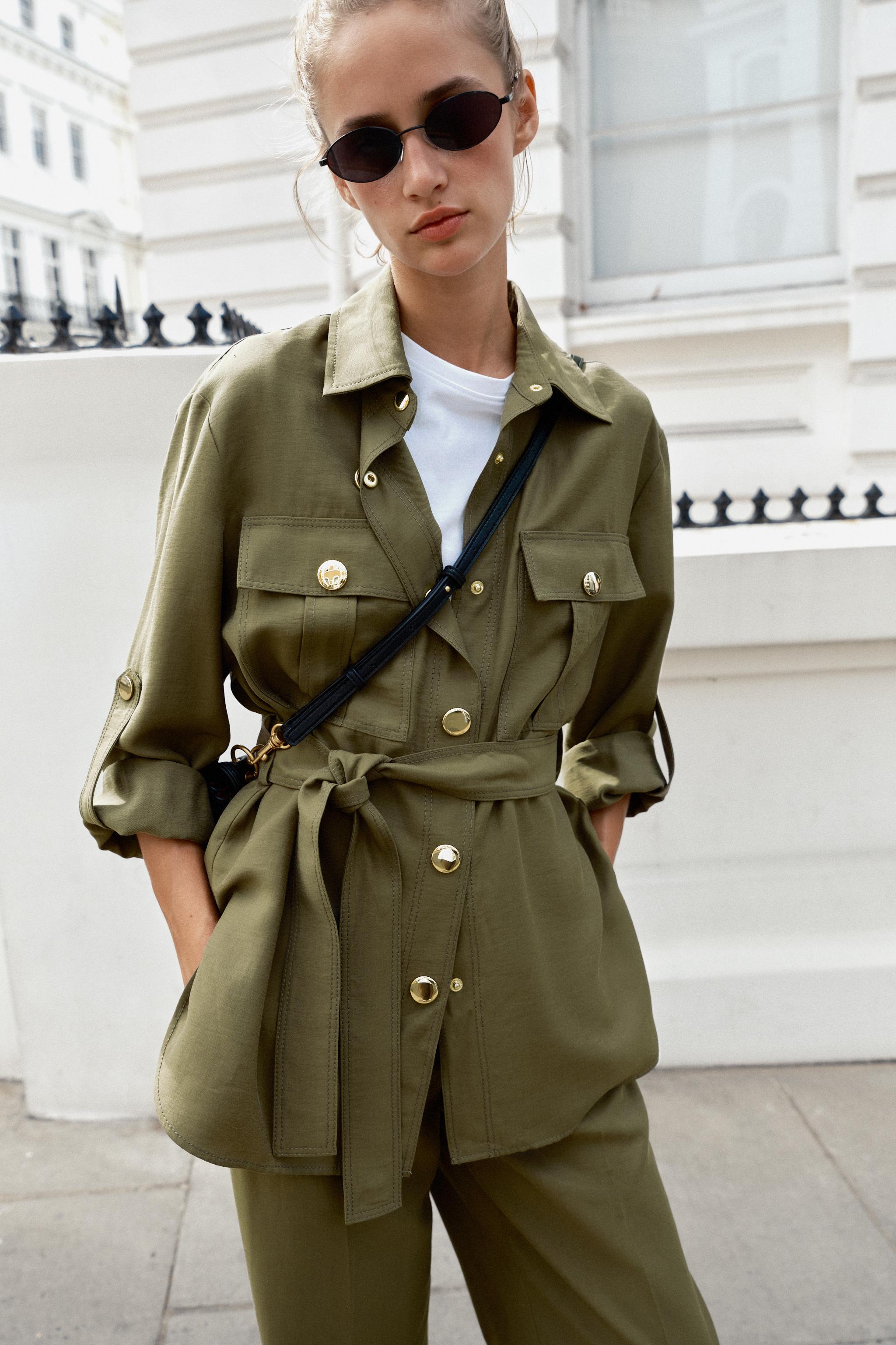 Женские куртки Zara BELTED SAFARI JACKET — фото 2