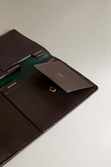 PORTEFEUILLE RANGEMENT CUIR VOYAGE - Marron / Vert de Zara - Image 2