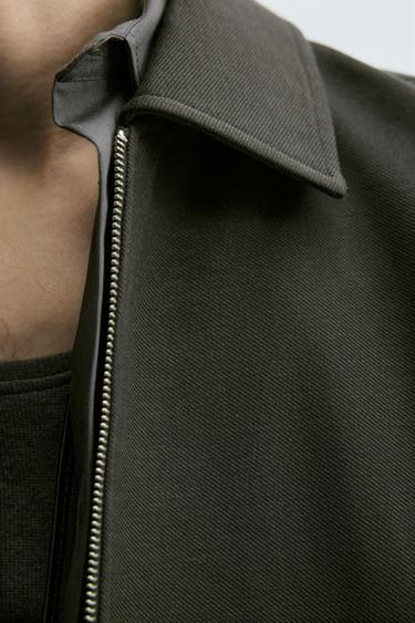 VESTE STRUCTURÉE EN TWILL - Vert gris de Zara - Image 5