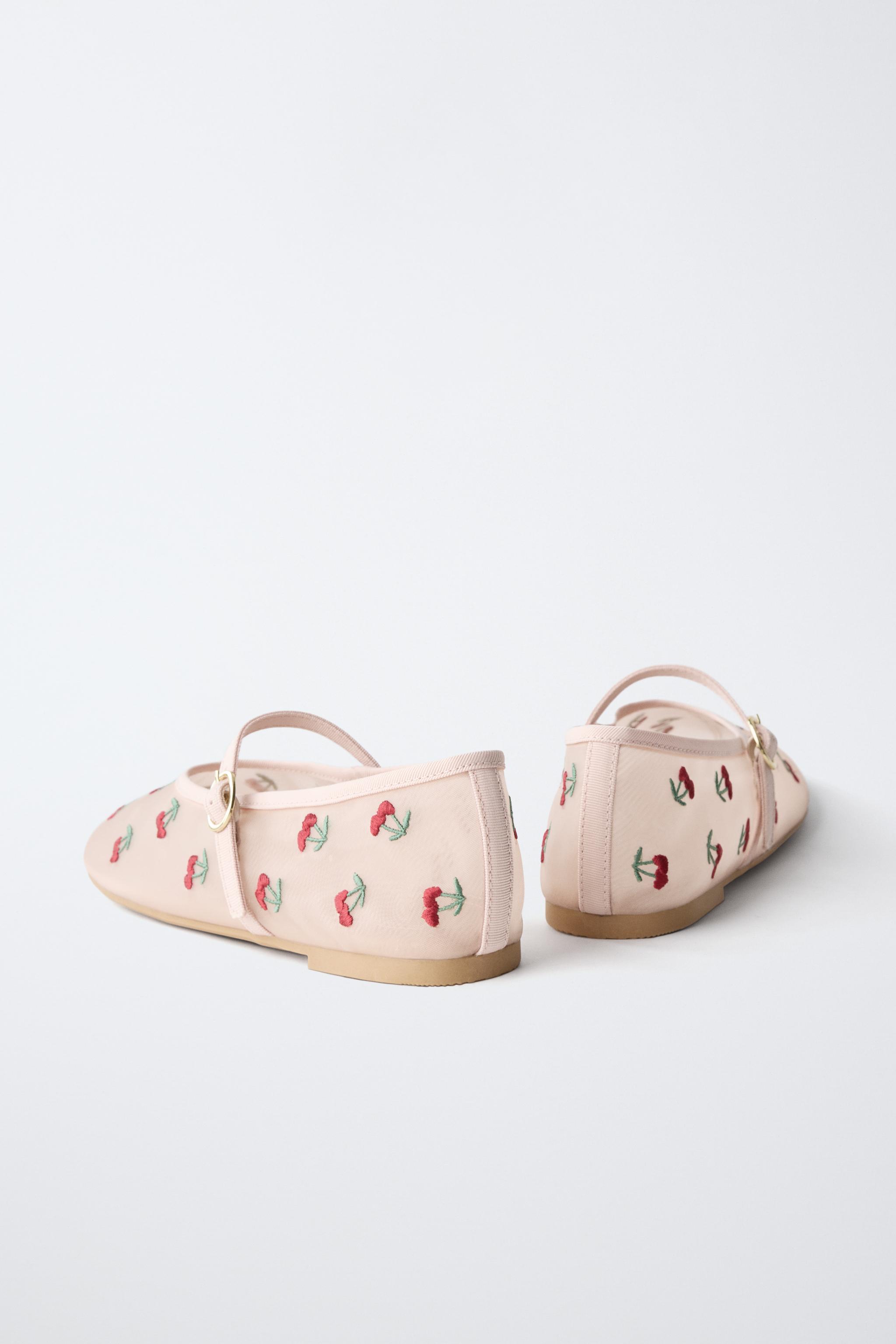 Обувь Zara CHERRY EMBROIDERED BALLET FLATS — фото 5