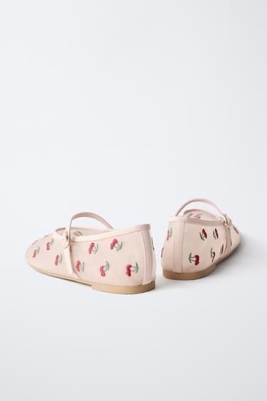 EMBROIDERED CHERRY BALLET FLATS - Pink by Zara - Image 4