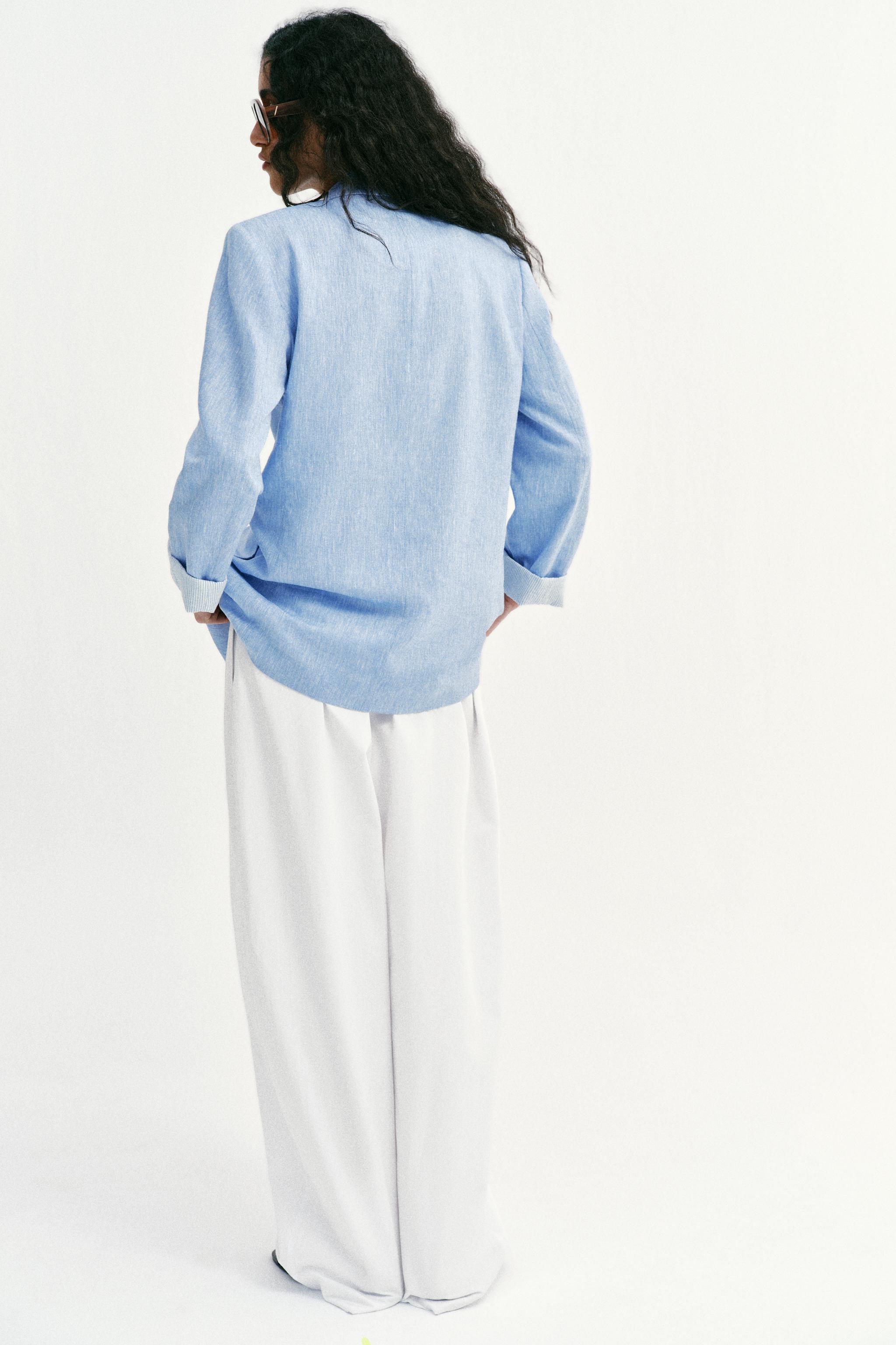 LINEN BLAZER WITH ROLLED-UP SLEEVES