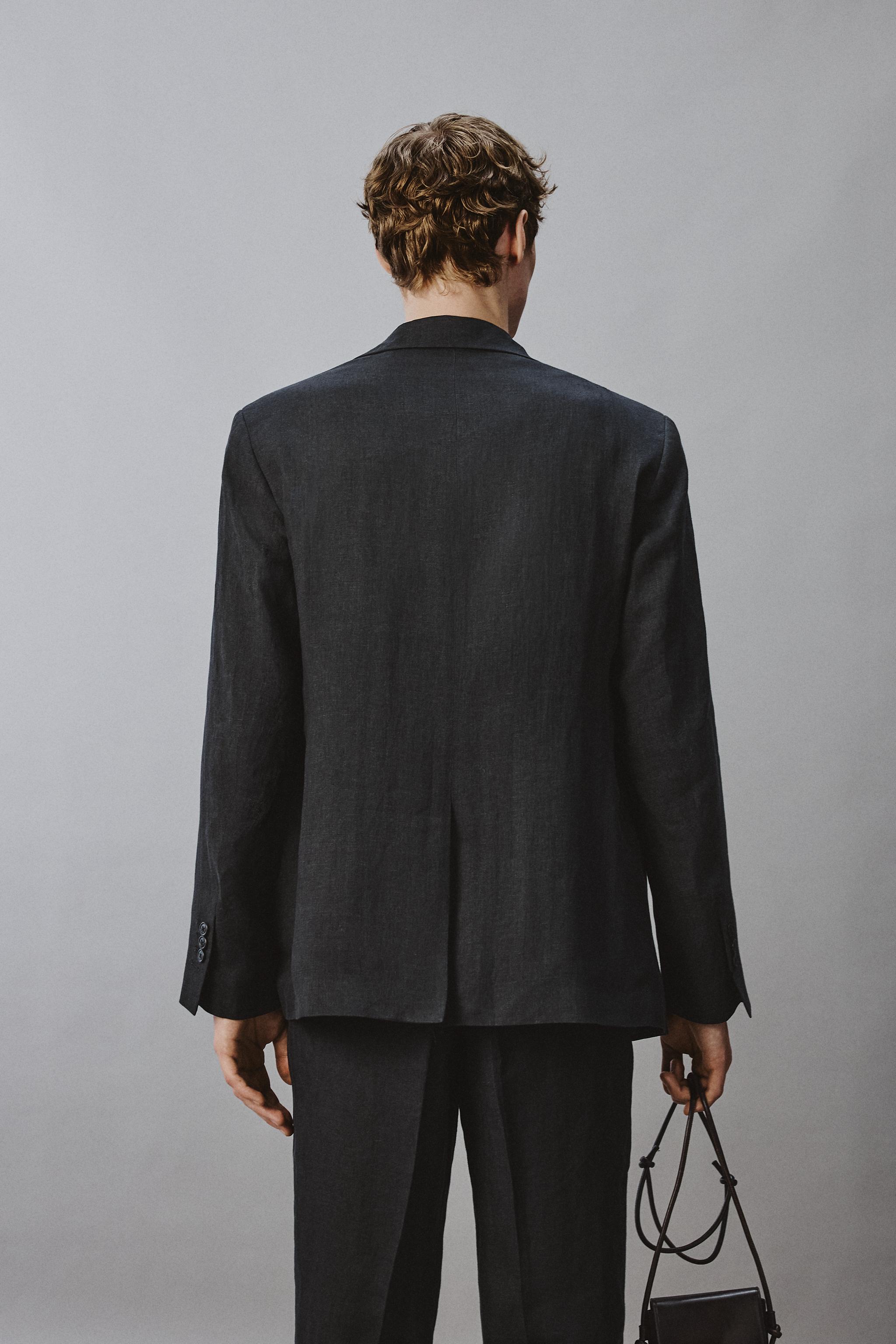 REGULAR FIT 100% LINEN SUIT BLAZER - Dark navy | ZARA United States