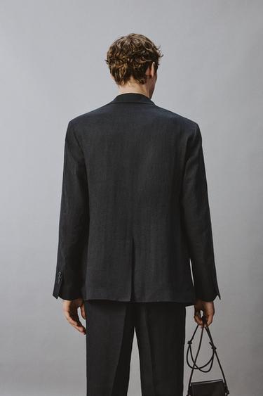REGULAR FIT 100% LINEN SUIT BLAZER - Dark navy by Zara - Image 2