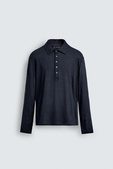 CAMISA POLO TEXTURA - Azul noche de Zara
