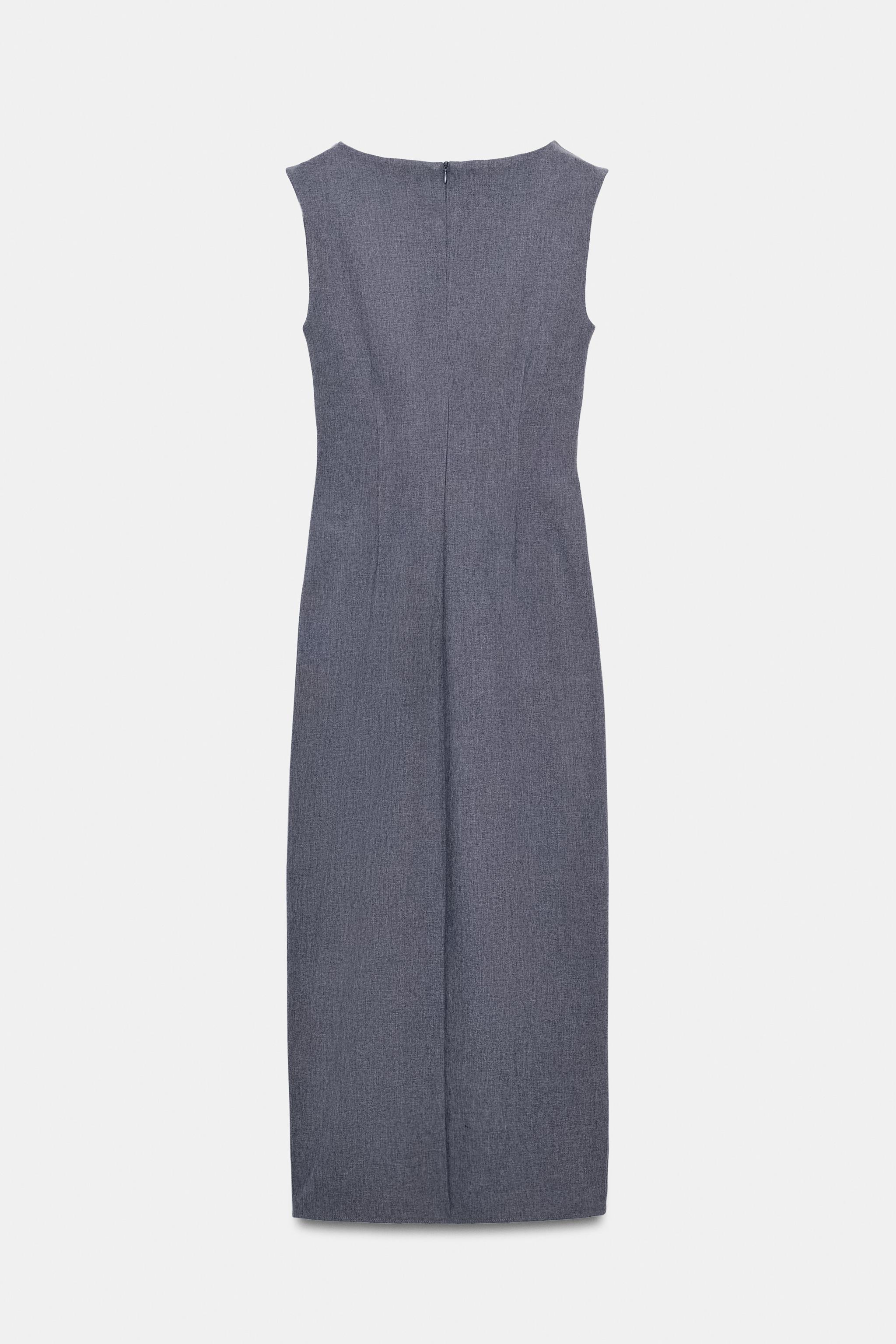 ZARA ドレープミディワンピース S ドレープミディワンピース - グレーマール | ZARA Japan / 日本