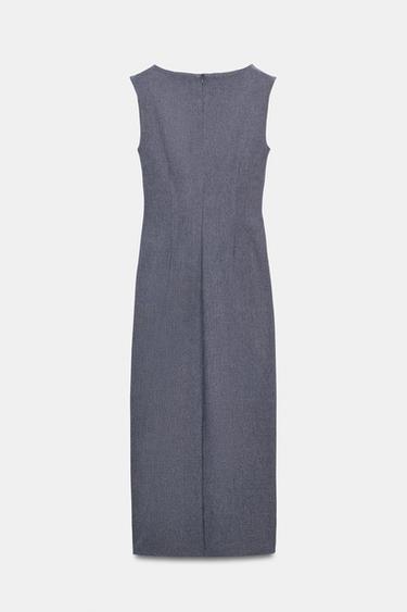 드레이프 미디 원피스 - Zara 그레이