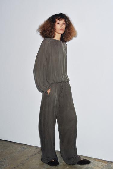 Zara ZW COLLECTION FLOWY TOP - Gray