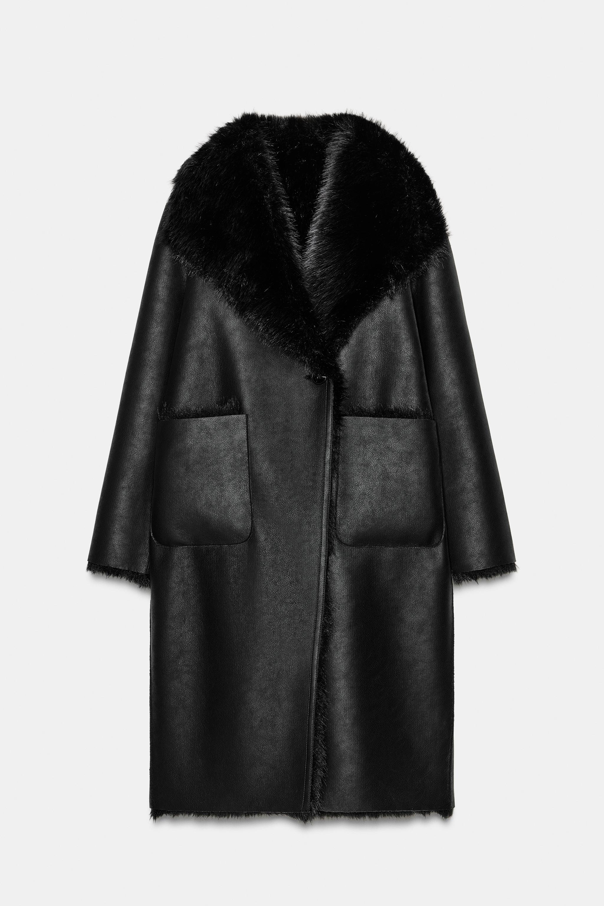 ZARA×STEFANOPILATI フェイクファーコート　M-L リバーシブル ダブルフェイス フェイクファーコート - ミンク