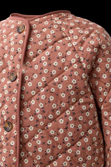 Zara FLORAL PRINT NYLON JACKET - Dark pink