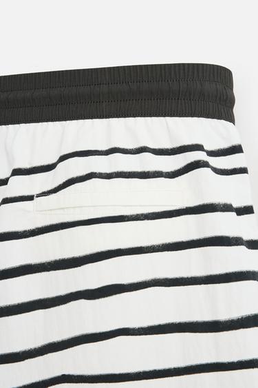 OTIS KWAME KYE QUAICOE PRINTED MID-LENGTH SWIMMING TRUNKS - Black / White by Zara - Image 8