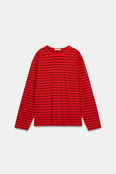 ÁO PHÔNG KẺ SỌC DÀI TAY - Kẻ Sọc Đỏ từ Zara