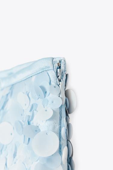 MINI JUPE À PAILLETTES - Bleu clair de Zara - Image 6