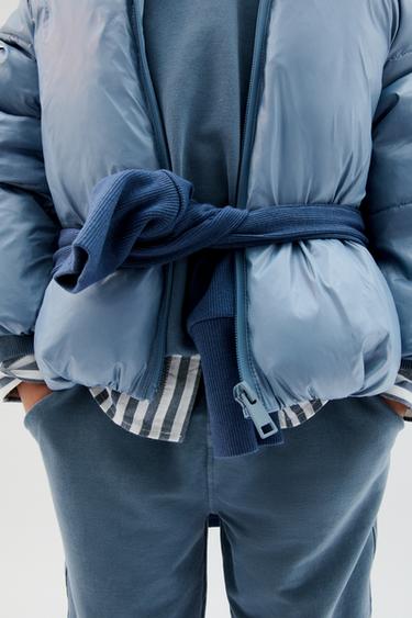 WATER-REPELLENT BONDED QUILTED COAT — Blue 1