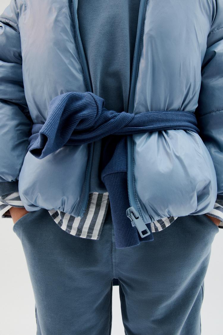 WATER-REPELLENT BONDED QUILTED COAT — Blue