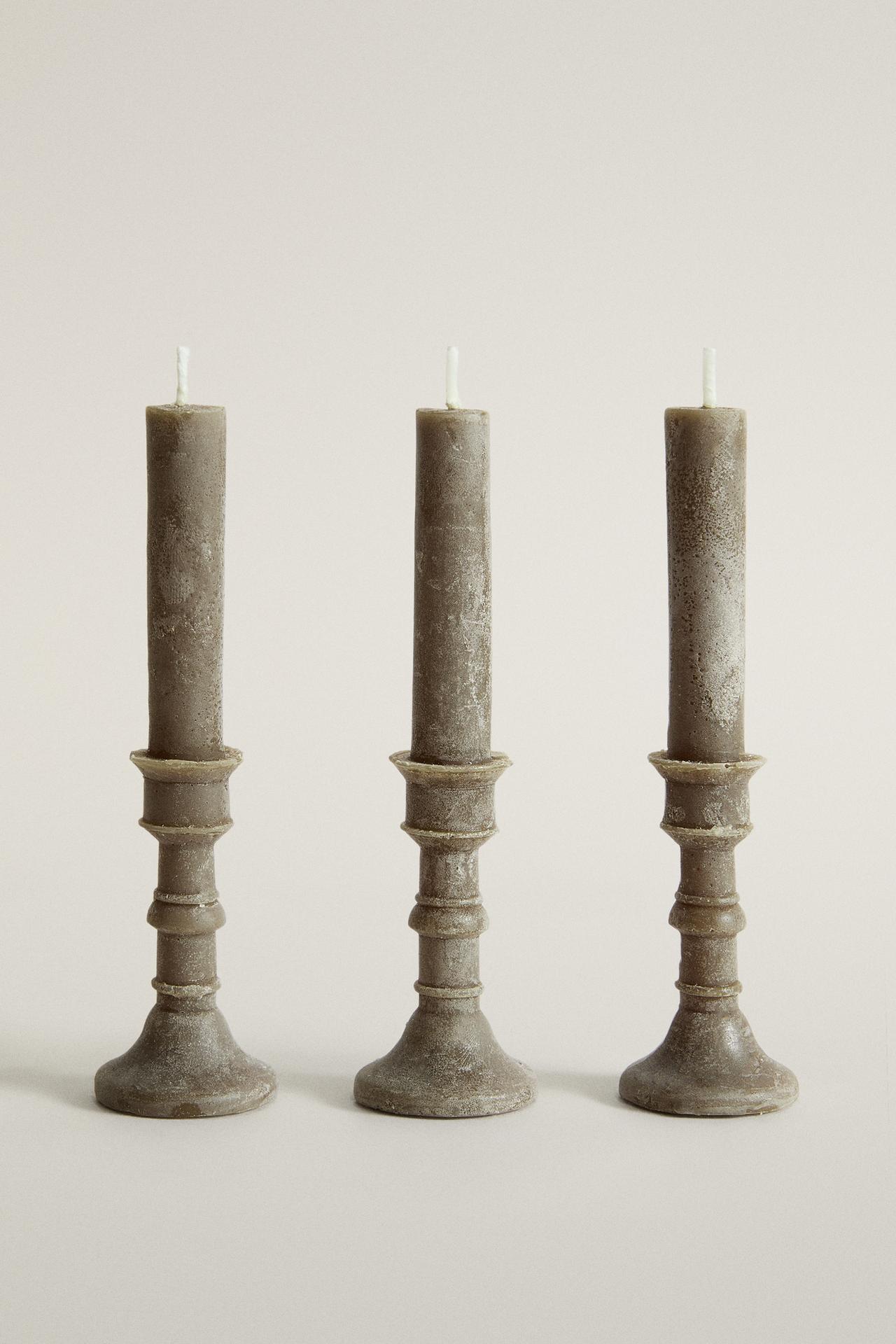BASILICUM DECORATIVE CANDLESTICK CANDLE PACK (PACK OF 3) — Mint