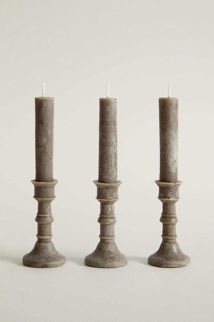 BASILICUM DECORATIVE CANDLESTICK CANDLE PACK (PACK OF 3) — Mint