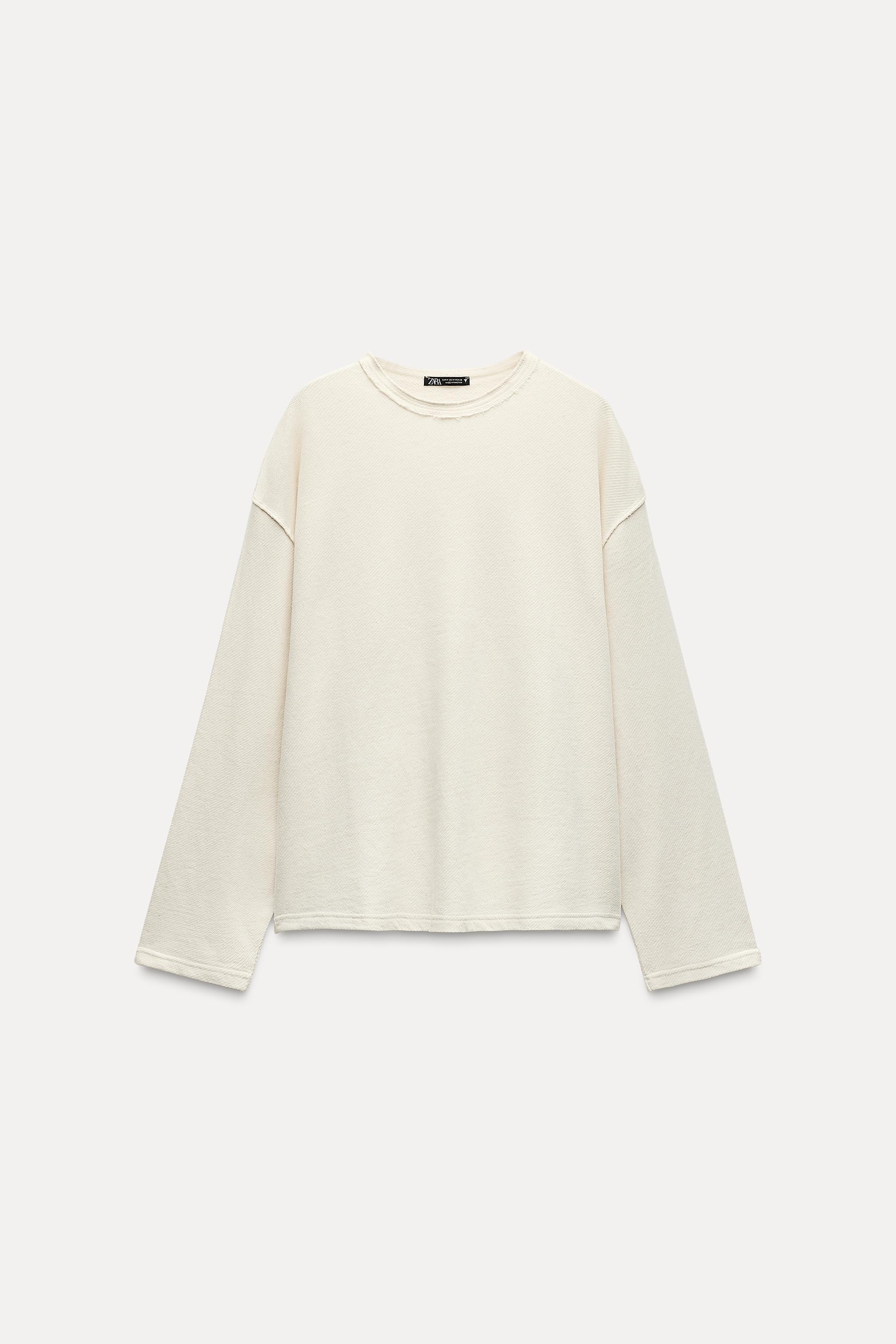 Zara ribbed sweatshirt hotsell