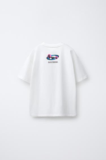 SKATE PRINT T-SHIRT - White by Zara - Image 1