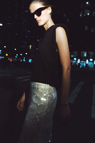 ZW COLLECTION SEQUIN MIDI SKIRT - Oyster-white by Zara - Image 3