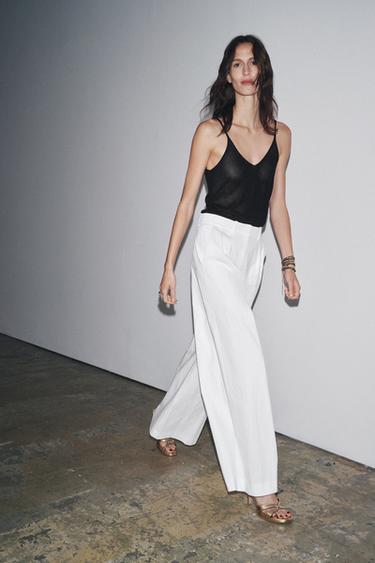 PANTALON À PINCES EFFET TECHNIQUE ZW COLLECTION - Blanc cassé de Zara - Image 0