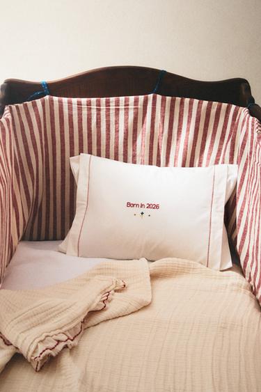 STRIPED LINEN AND COTTON BABY COT BUMPER COVER - Brick by Zara - Image 4