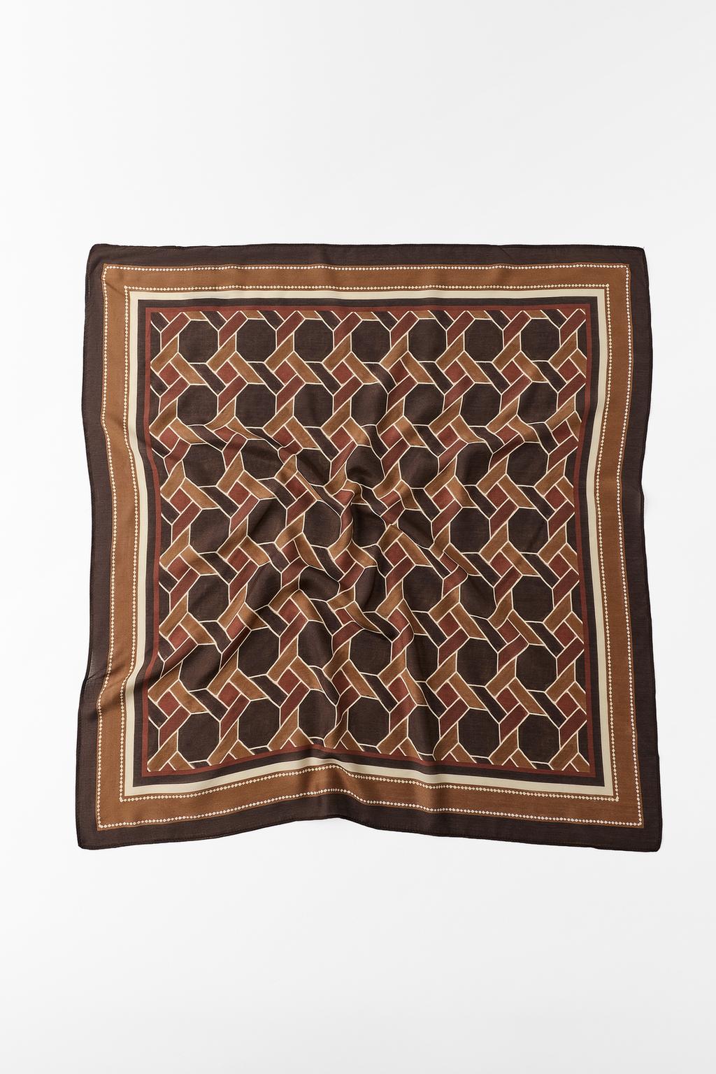 GEOMETRIC PRINT SILK SCARF