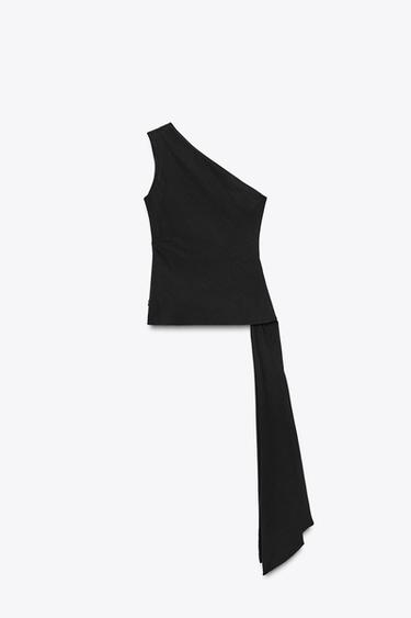 ZW COLLECTION ASYMMETRIC TOP WITH TIE - Black by Zara - Image 5