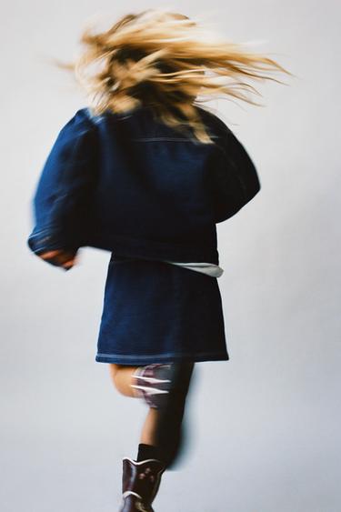 EMBROIDERED FLOWER DENIM SKIRT - Blue by Zara