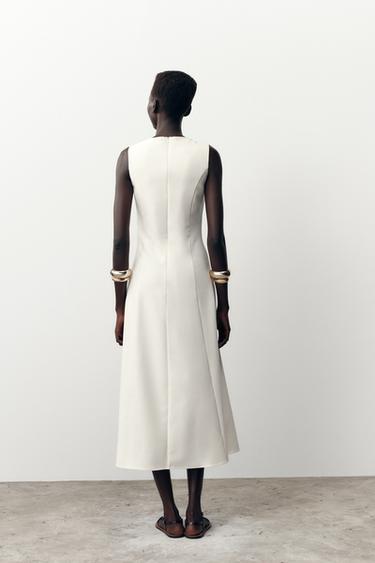 ROBE MIDI CEINTURE - Écru de Zara - Image 4
