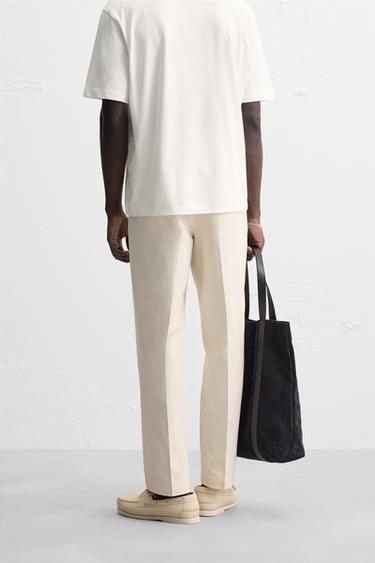 REGULAR FIT HERRINGBONE TROUSERS - Oyster-white by Zara - Image 3