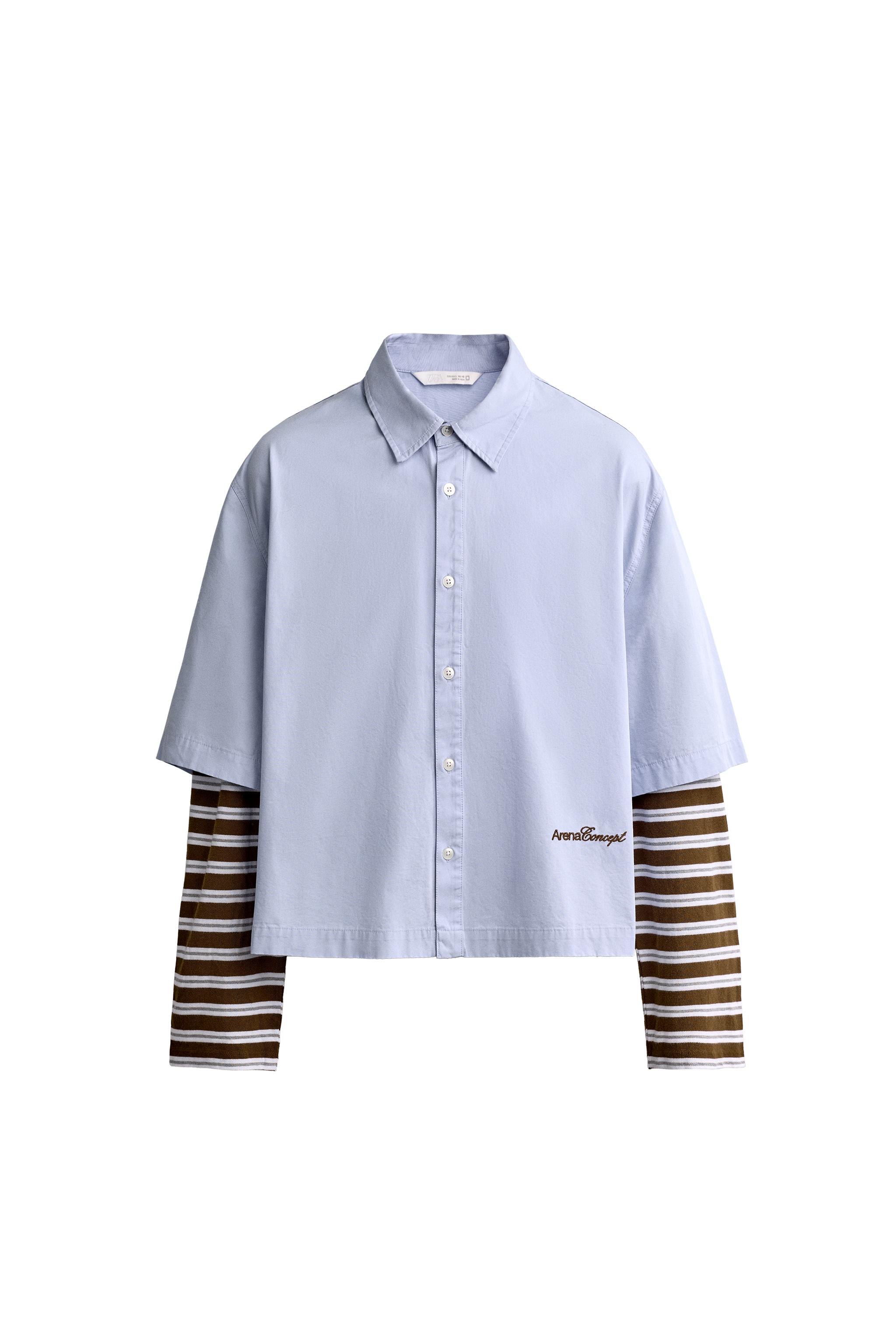 CAMISA MANGA EFECTO SUPERPOSICIÓN RAYAS