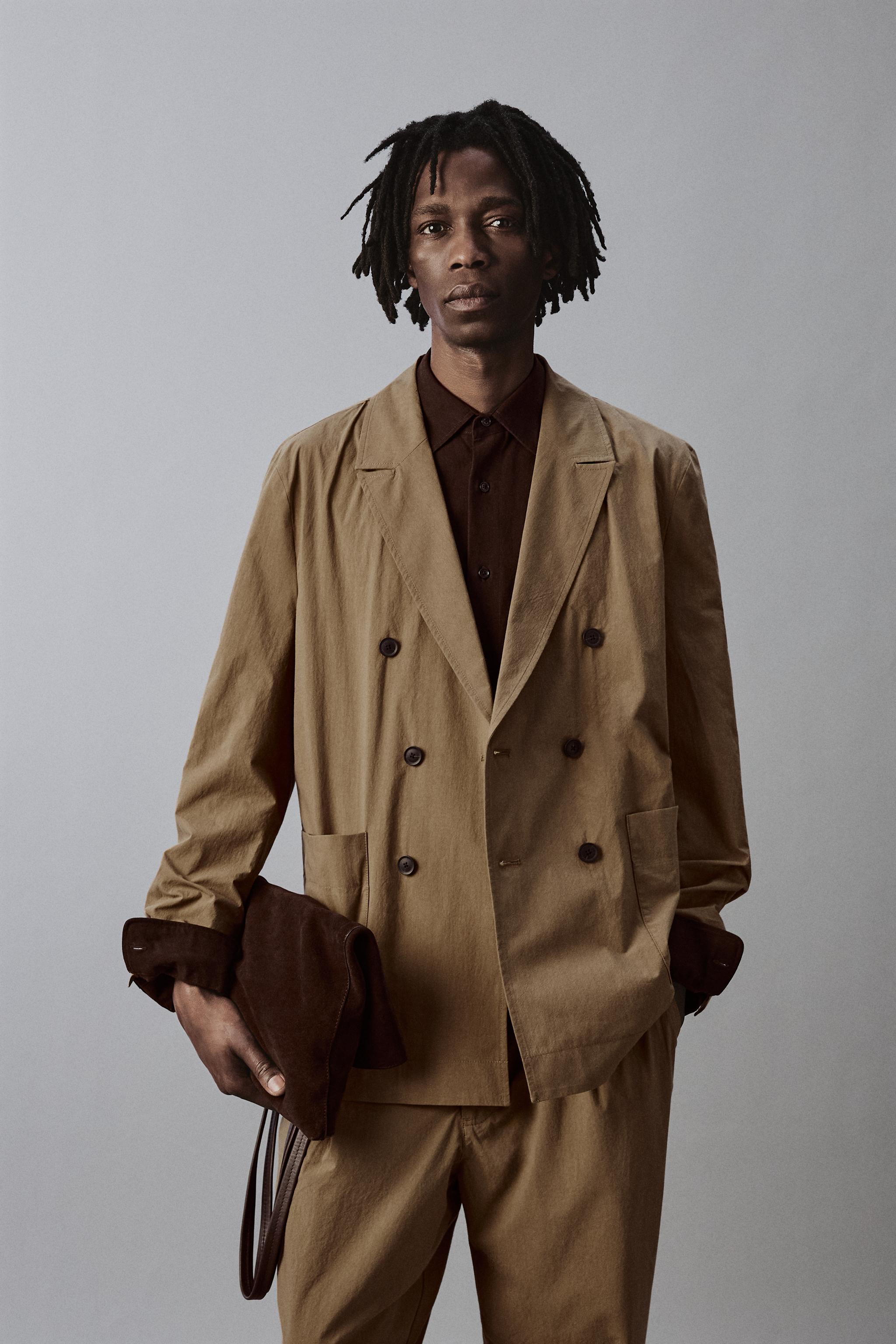 RELAXED FIT DOUBLE BREASTED SUIT JACKET