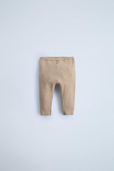 RIBBED LEGGINGS WITH BUTTONS - Sand / Marl by Zara