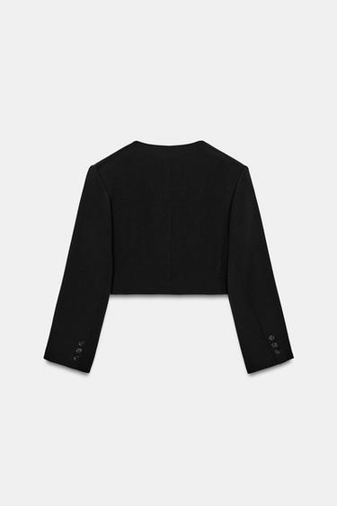 VESTE COURTE À ÉPAULETTES - Noir de Zara - Image 7