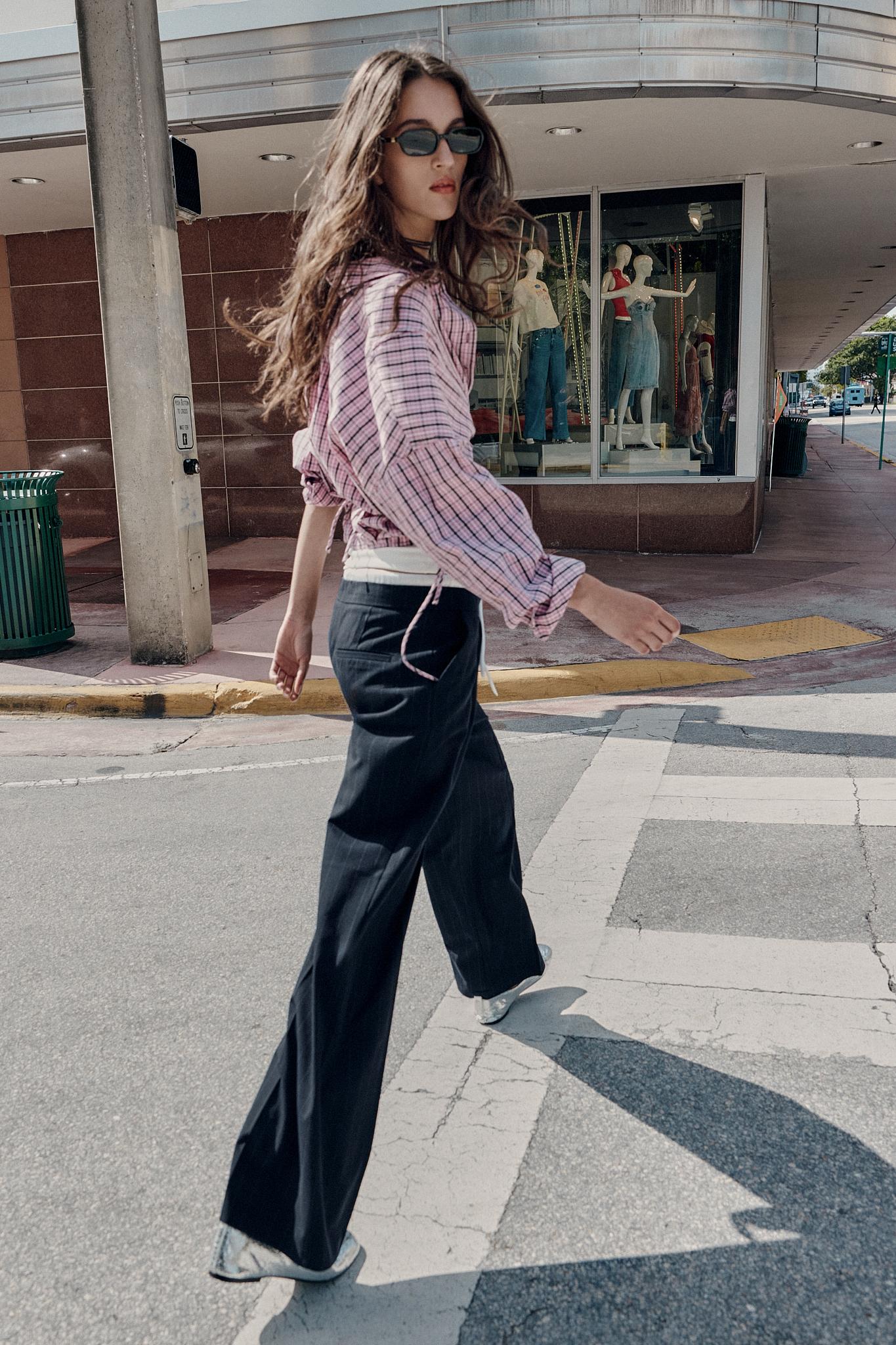 WIDE LEG PANTS WITH DOUBLE WAISTBAND