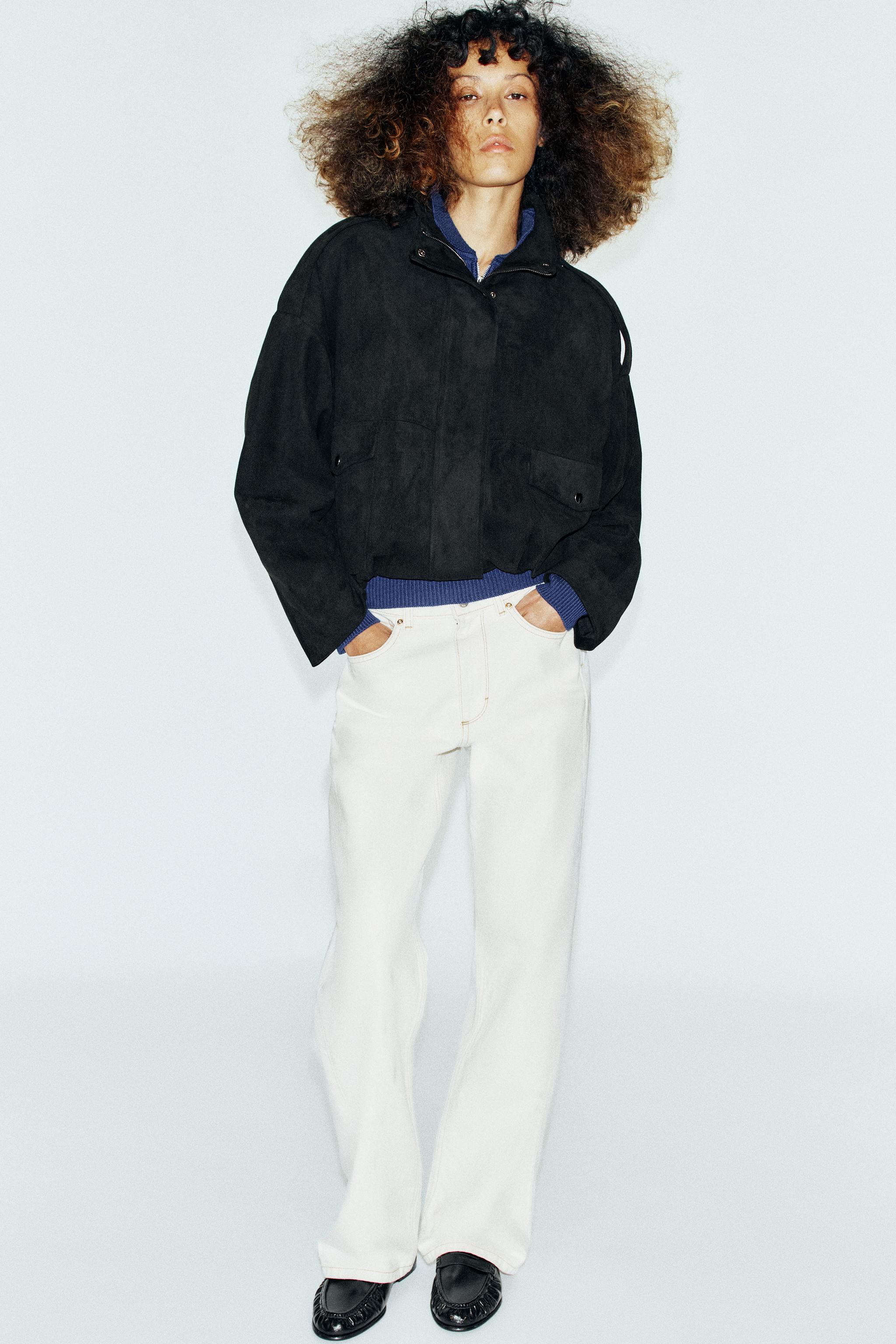 フェイクスエードボンバージャケット - ブラック | ZARA Japan / 日本