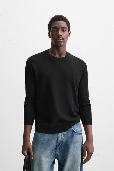 TEXTURED VISCOSE BLEND SWEATER - Black by Zara