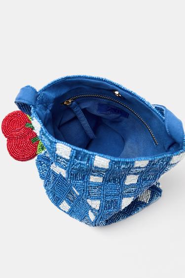FANTASY BEADED MINI BUCKET BAG - Blue by Zara - Image 6