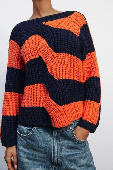 PULL EN MAILLE OVERSIZE À RAYURES - Multicolore de Zara - Image 1