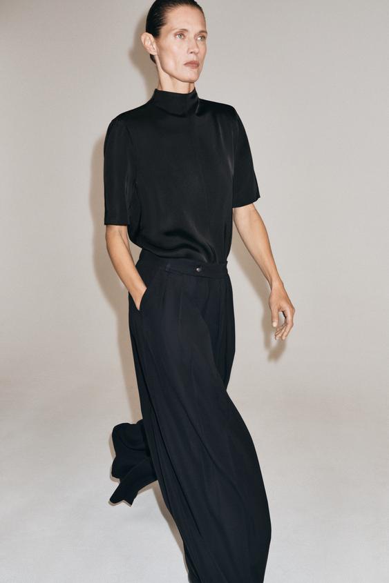 PANTALON VOLUME ZW COLLECTION - Bleu marine de Zara - Image 4