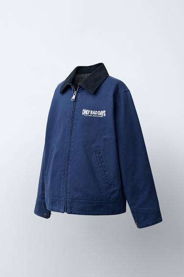 VESTE TEXTE BRODÉ - Bleu roi de Zara - Image 1