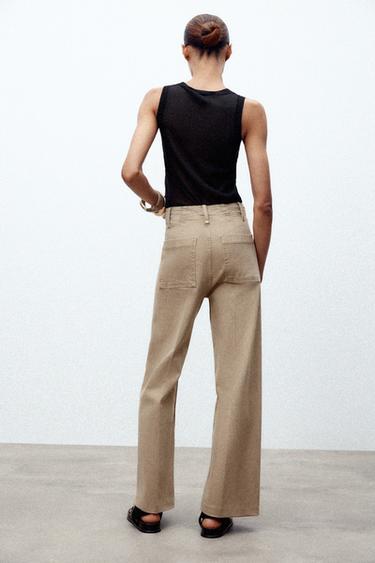 ZW COLLECTION WIDE-LEG HIGH-WAIST JEANS - SAND/BROWN by Zara - Image 5