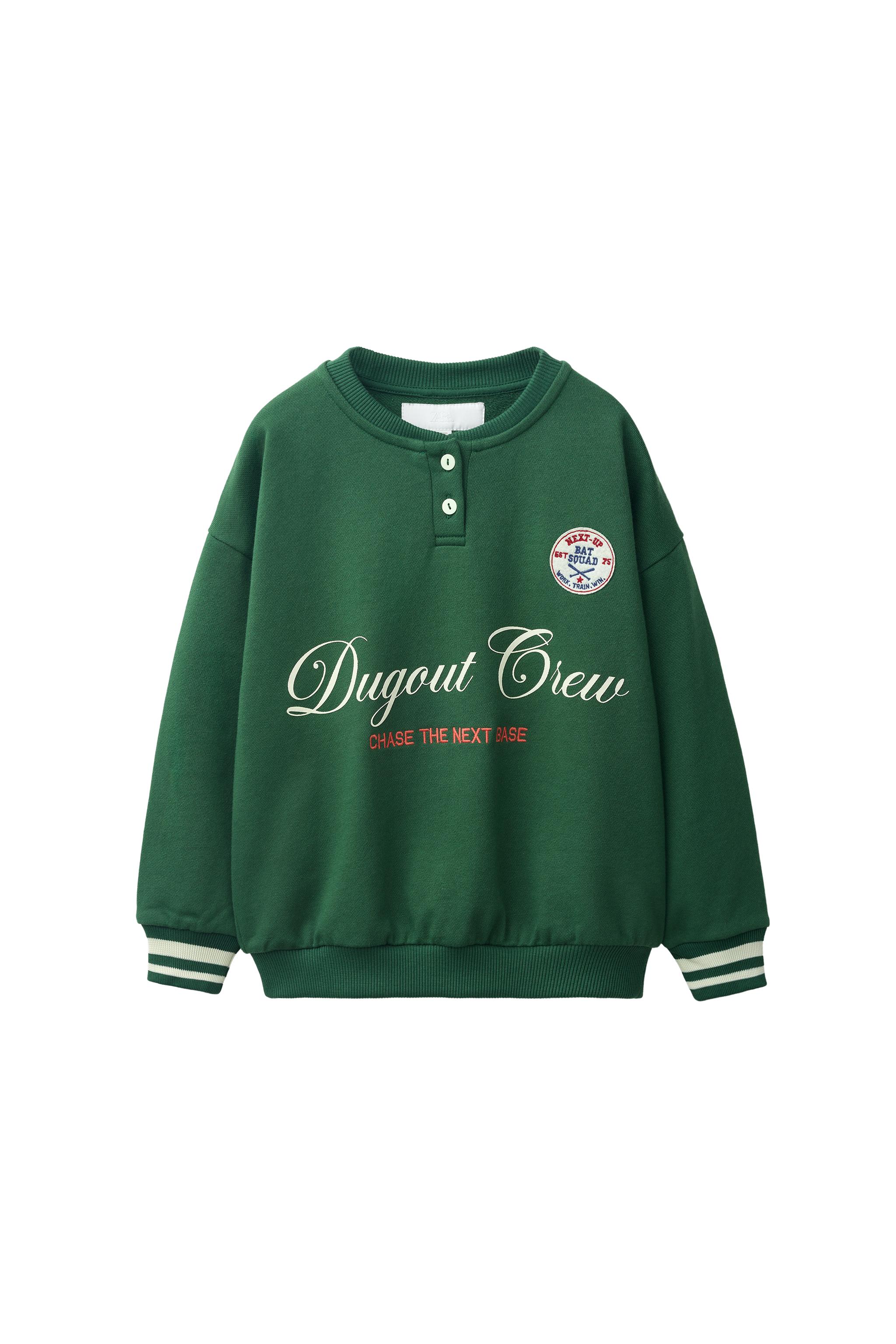 PRISTINE レーシーニットブルゾン 長袖 Graphic Patch Sweatshirt - GREEN | ZARA United States