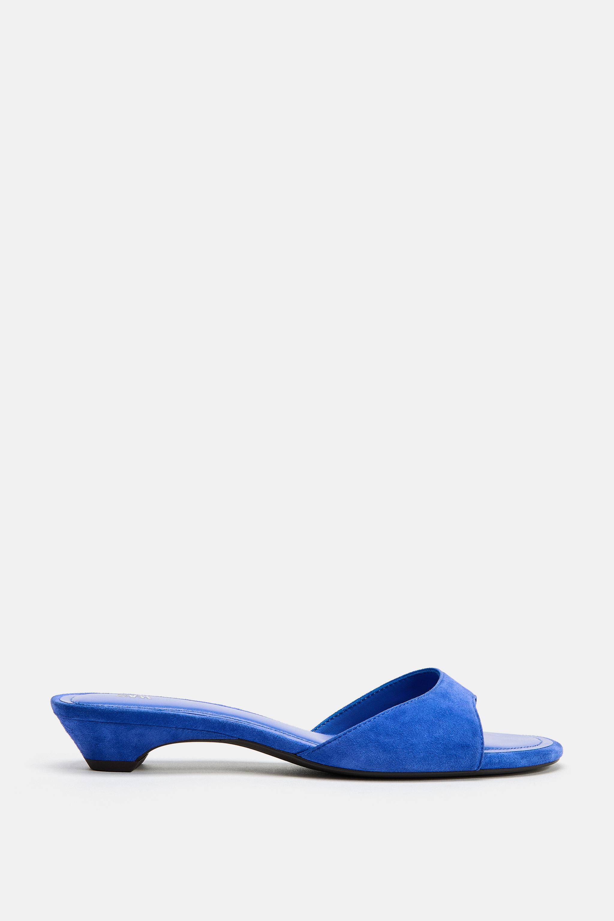 SUEDE MULE SANDALS — Blue