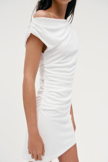 ROBE COURTE ASYMÉTRIQUE - Blanc de Zara - Image 3