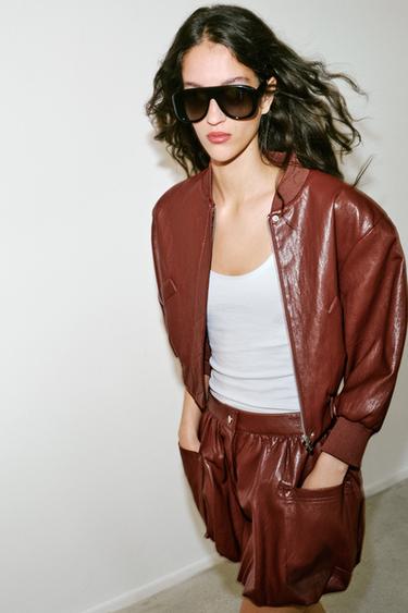 FAUX LEATHER BALLOON MINI SKIRT - Brick by Zara - Image 4