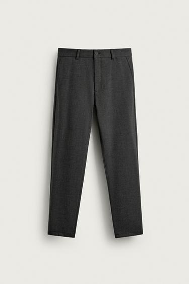 COMFORT TEXTURED CHINO TROUSERS - Dark grey marl by Zara